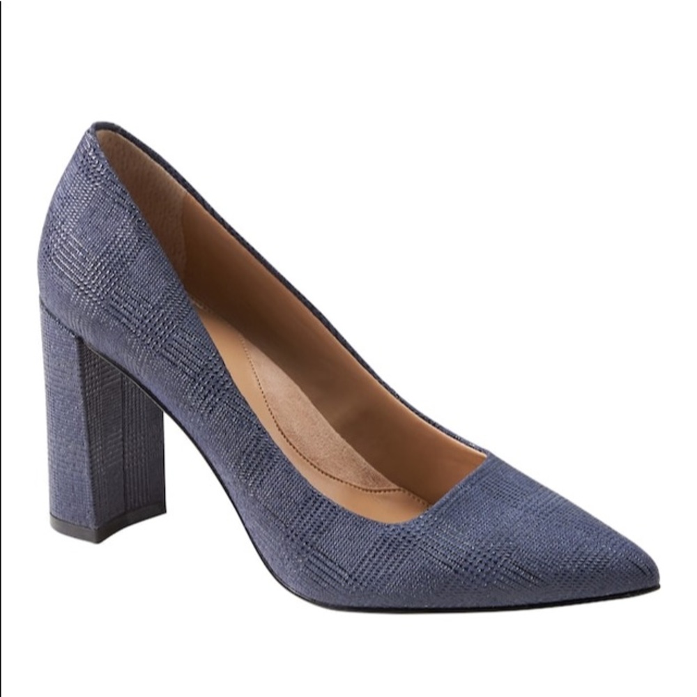 12-Hour Madison Block Heel Pumps Plaid Navy